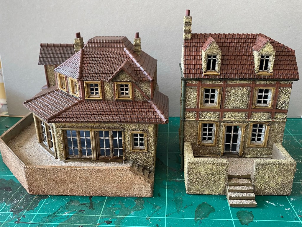 3D print of twin villas beach villas for sword beach Normandy. 