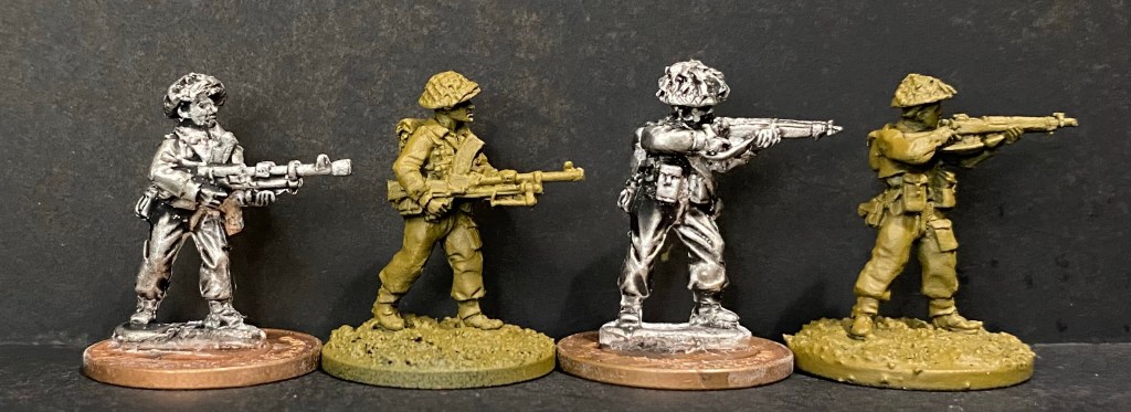 Comparison of AB miniatures and Fizzer Johnson’s Men of Metal 20mm World War Two British infantry 